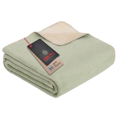 Ibena Dublin Decke 150x200 cm - Baumwollmix kuschelig, warm & waschbar, Wendedecke Salbei Natur im Sale